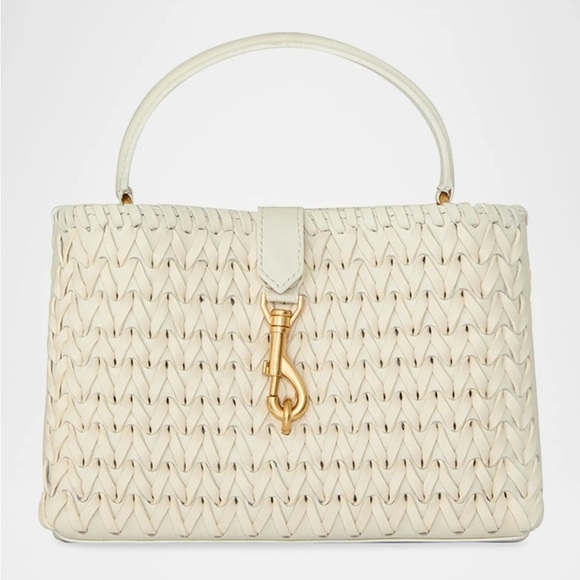 NWT Rebecca Minkoff Megan Woven top handle in porcelain - Picture 1 of 8